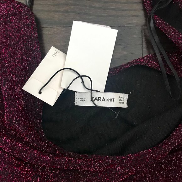 NWT Zara -Shimmery Knit Bodysuit - Picture 7 of 8